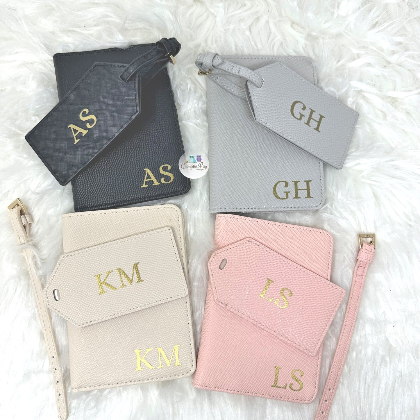 The Four different sets available of the passport covers and tags. Black, Grey, Oyster and Pink.