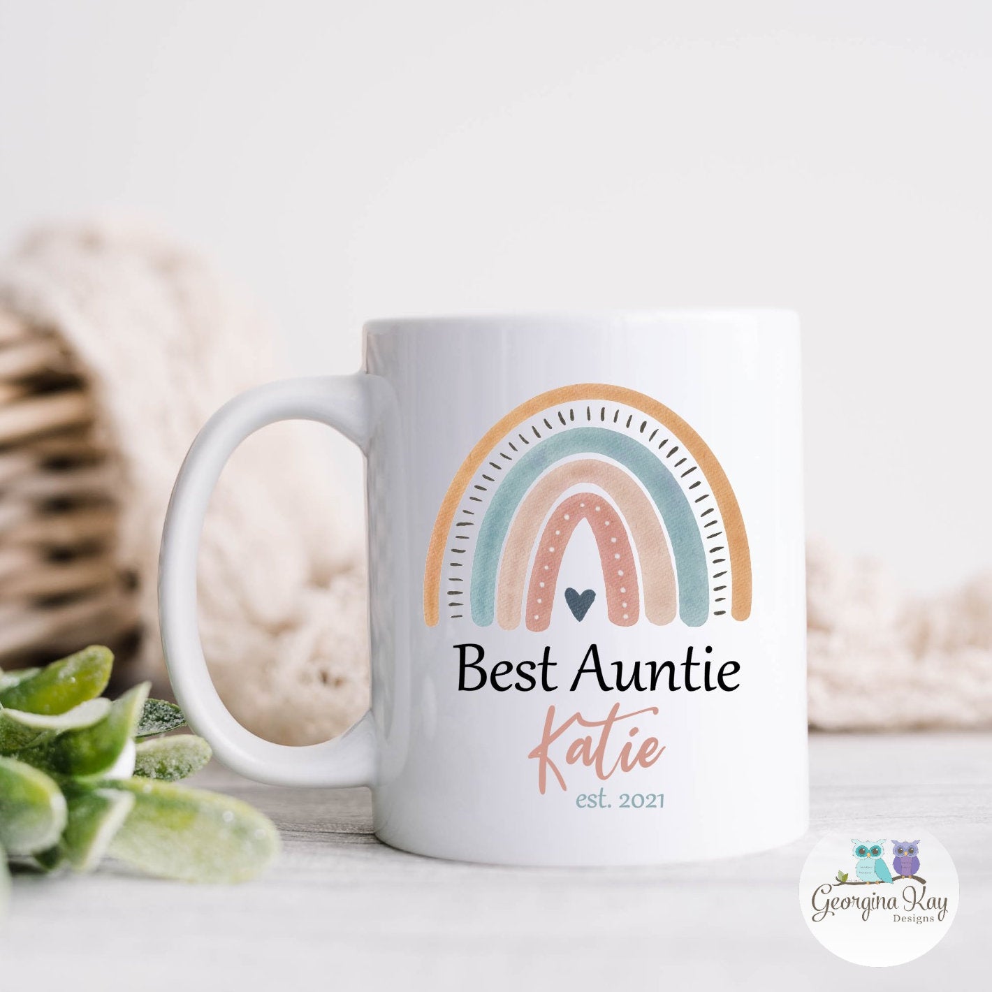 Personalised Best Auntie Rainbow Mug