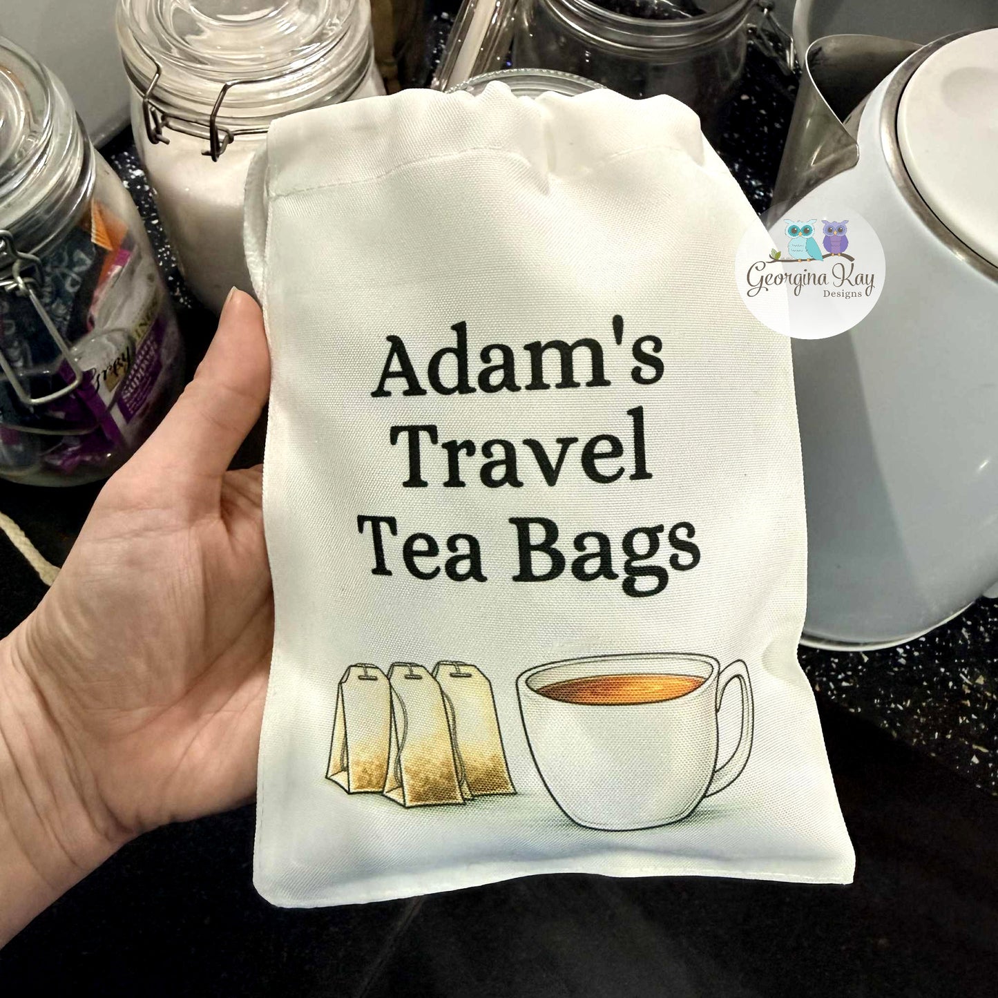 Personalised Travel Tea Bag Holder