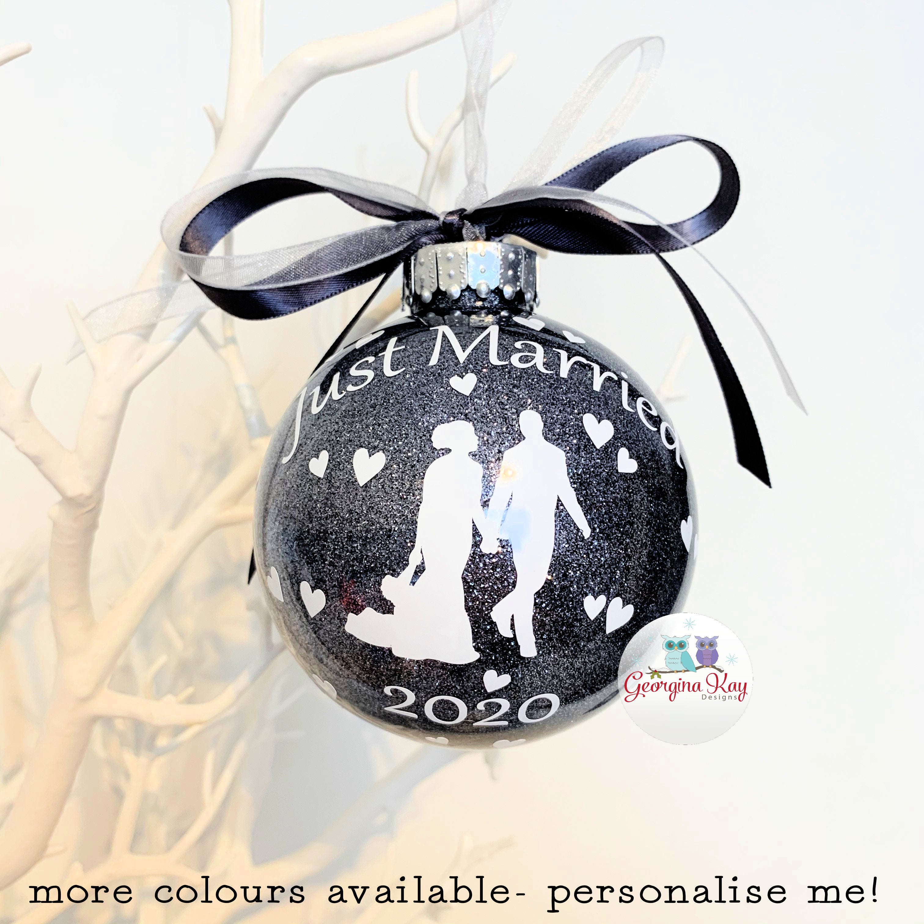 Just Married Wedding Couple Bauble