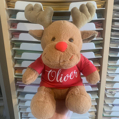 Personalised Reindeer Teddy with Name T-Shirt
