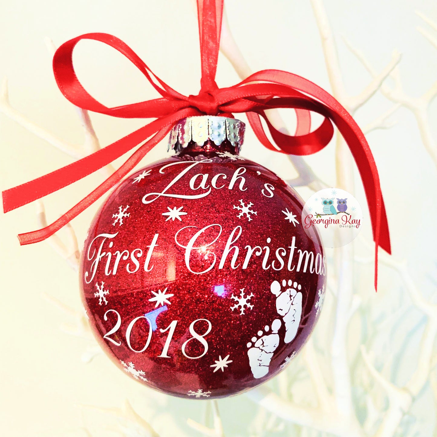 Baby First Christmas (Baby Feet) Glitter