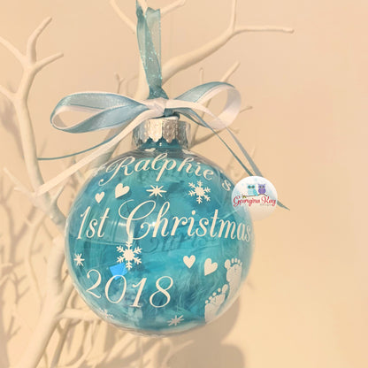Baby's 1st Christmas Bauble (Feet Pic) Feather