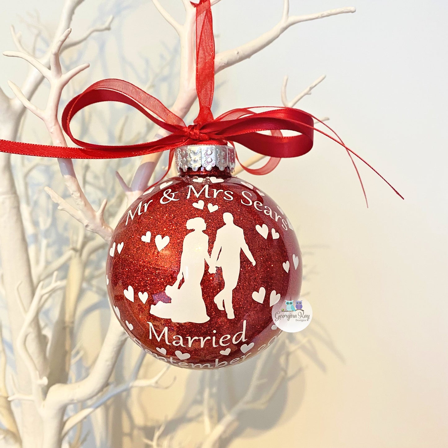Just Married Wedding Couple Bauble