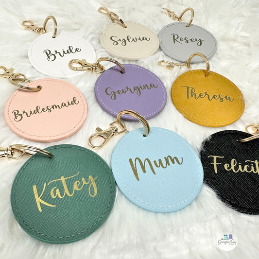 Personalised Round PU leather Keyring