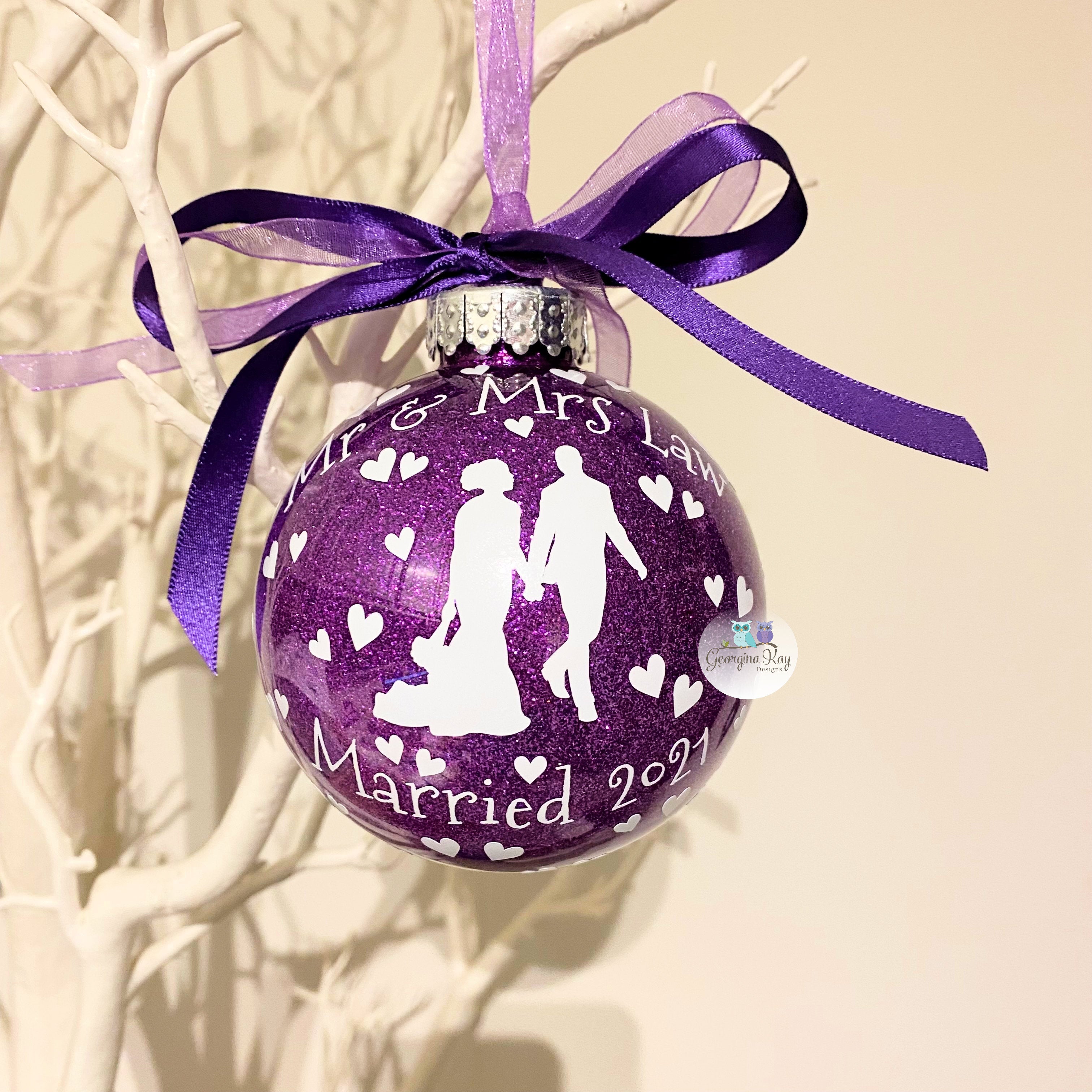 Just Married Wedding Couple Bauble