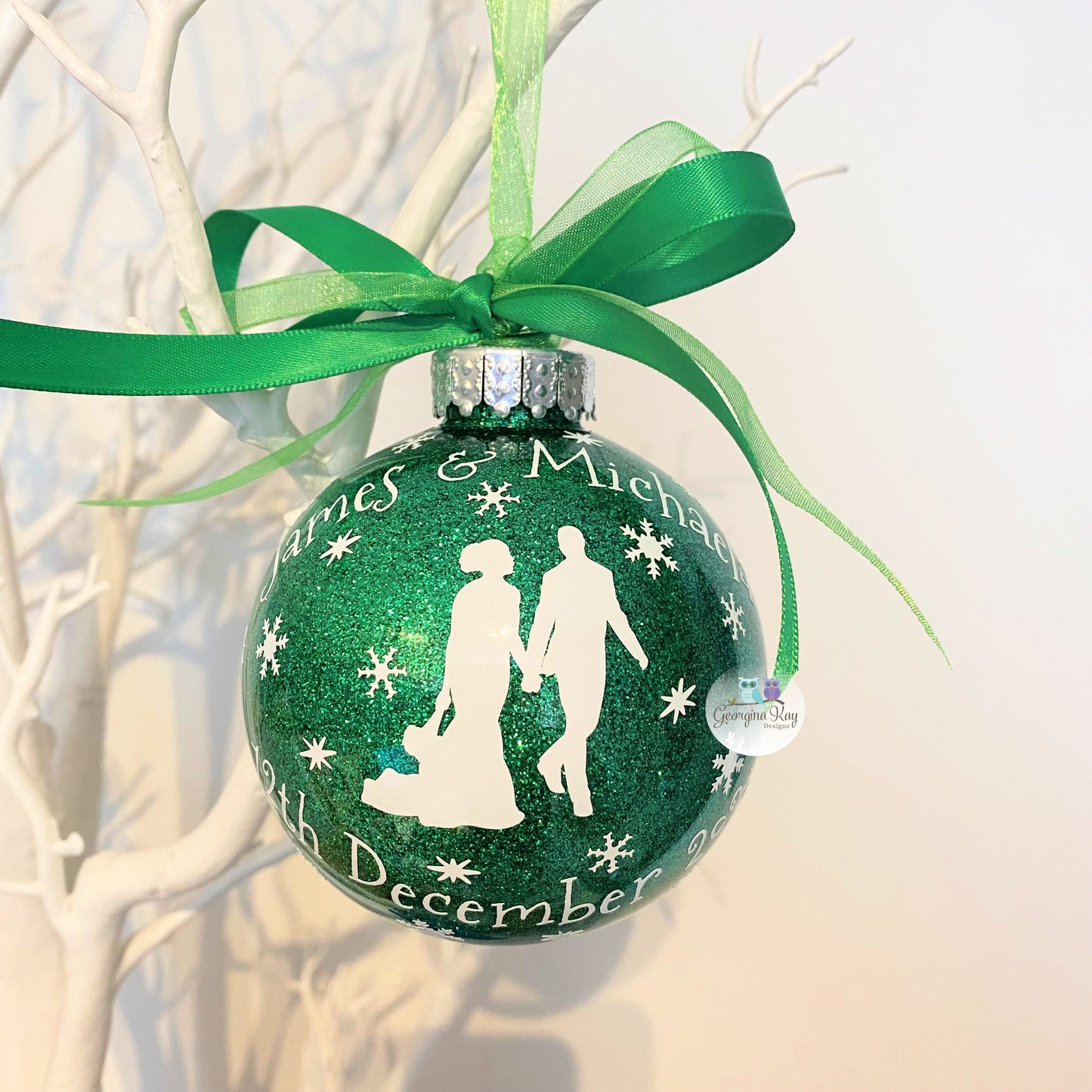 Just Married Wedding Couple Bauble