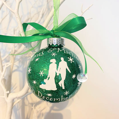 Just Married Wedding Couple Bauble