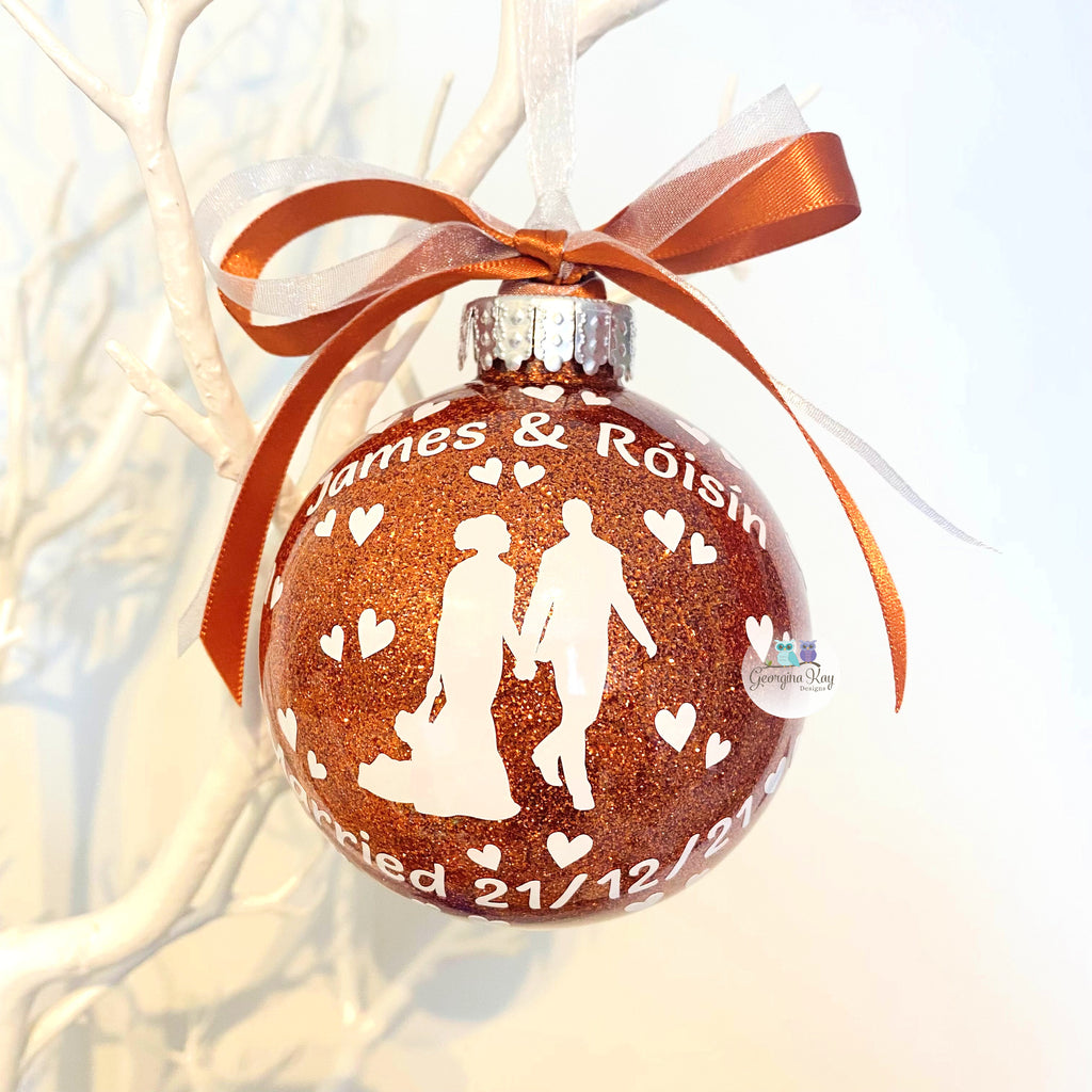 Just Married Wedding Couple Bauble