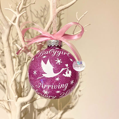 Stork Baby Due Bauble