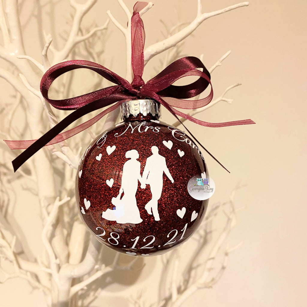 Just Married Wedding Couple Bauble