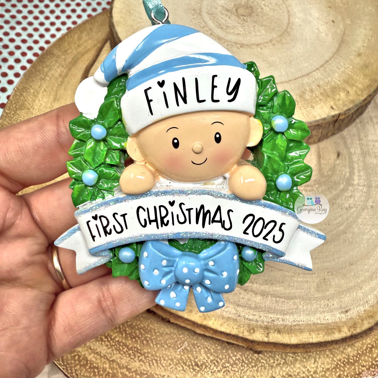Blue Baby Wreath Ornament