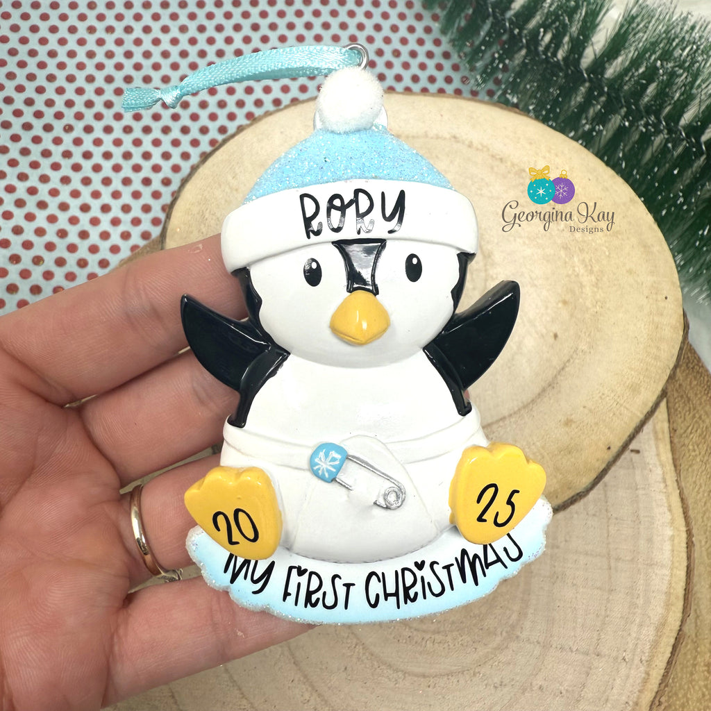 Blue Baby Penguin Ornament