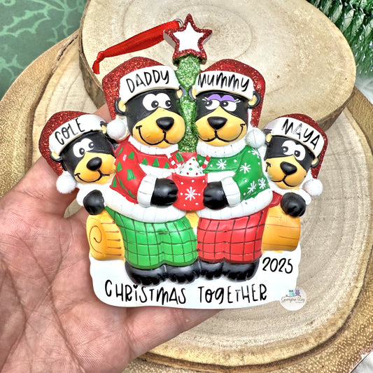 Black Bear Family of 4 Ornament