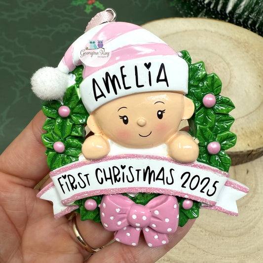 Pink Baby Wreath Ornament