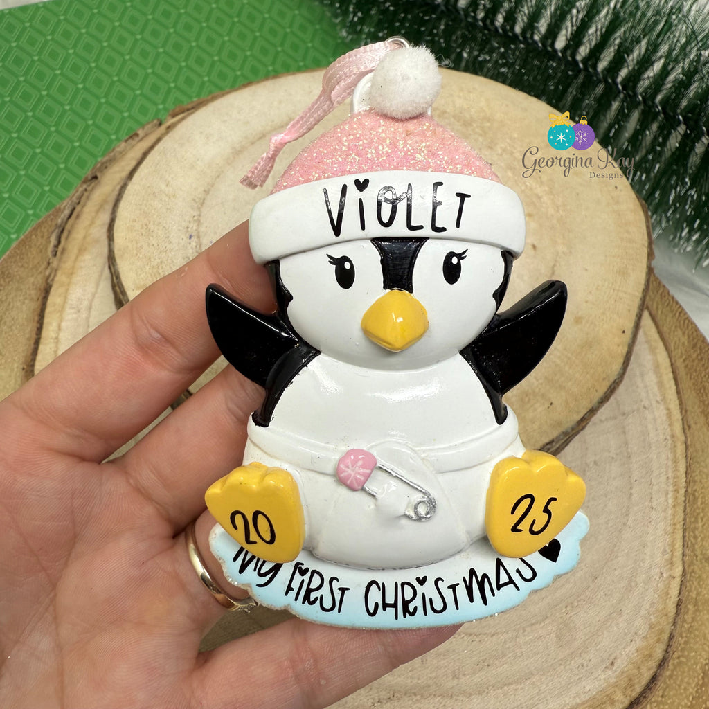 Pink Baby Penguin Ornament