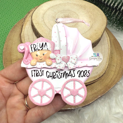 Pink Baby Pram Ornament
