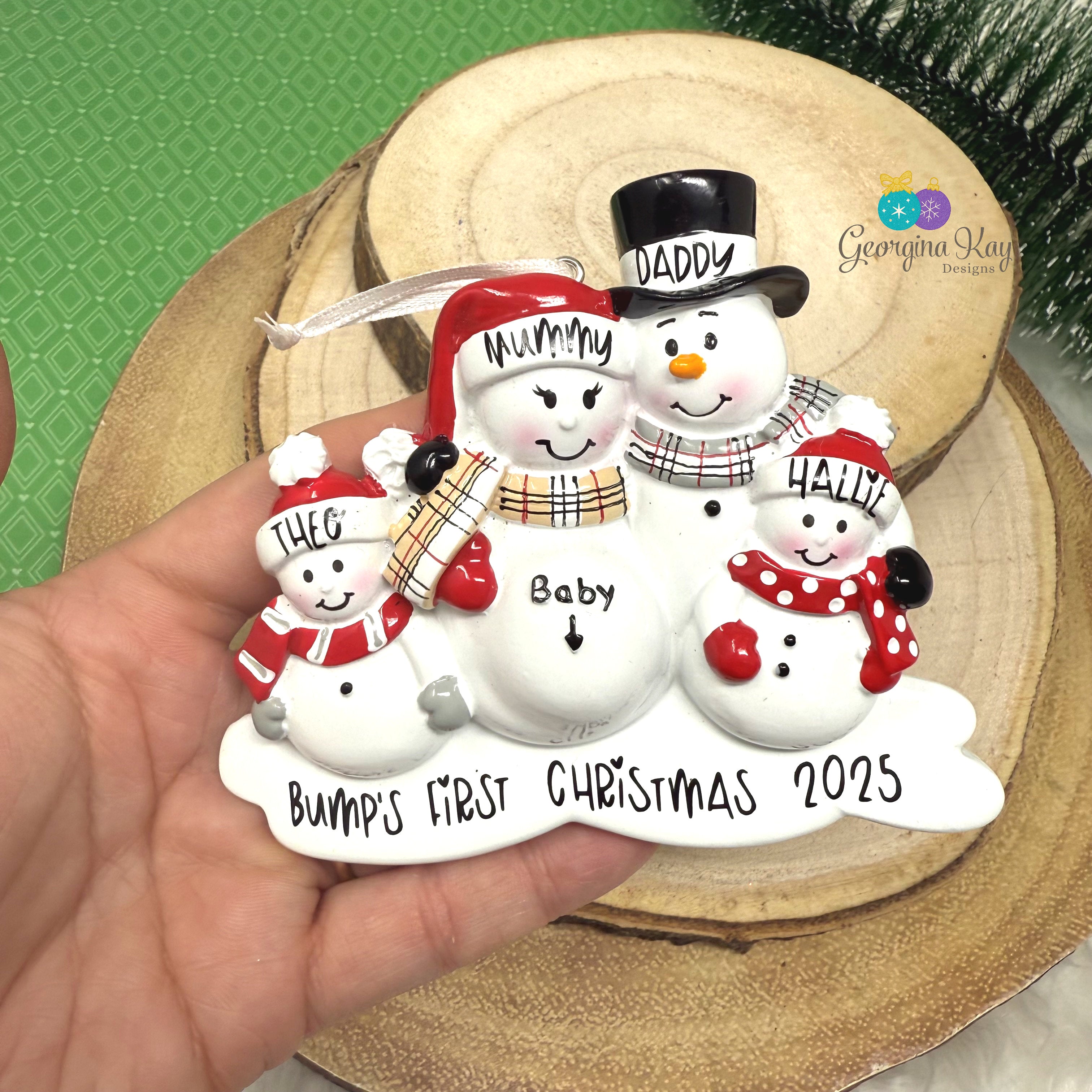 Pregnant Snowman Ornament - 2kids
