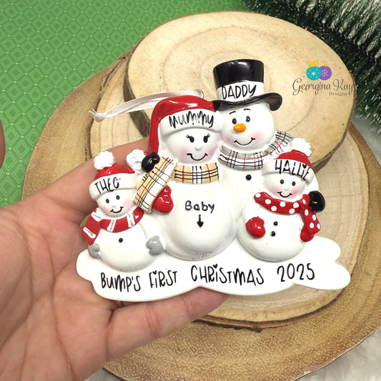 Pregnant Snowman Ornament - 2kids