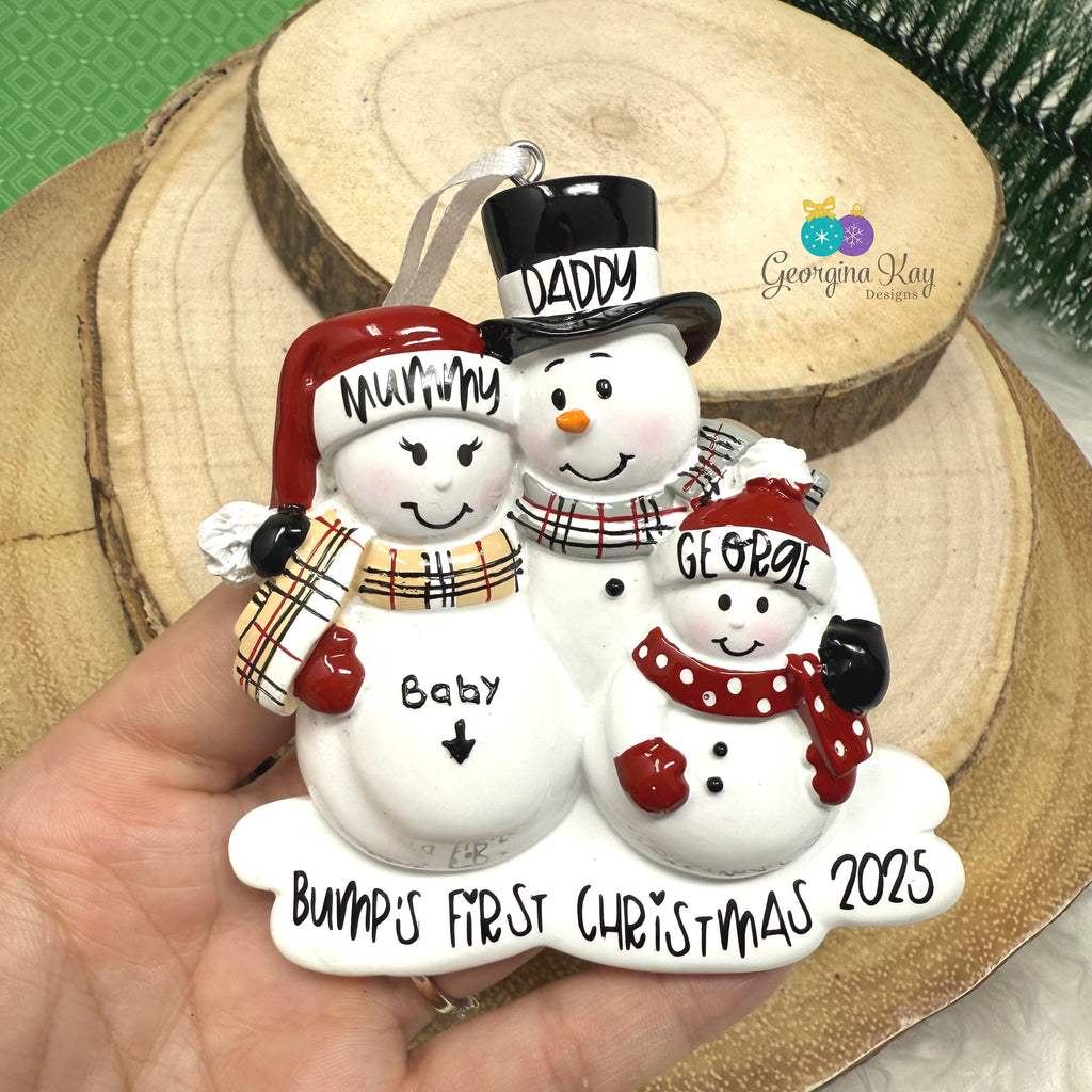 Pregnant Snowman Ornament - 1 Kid