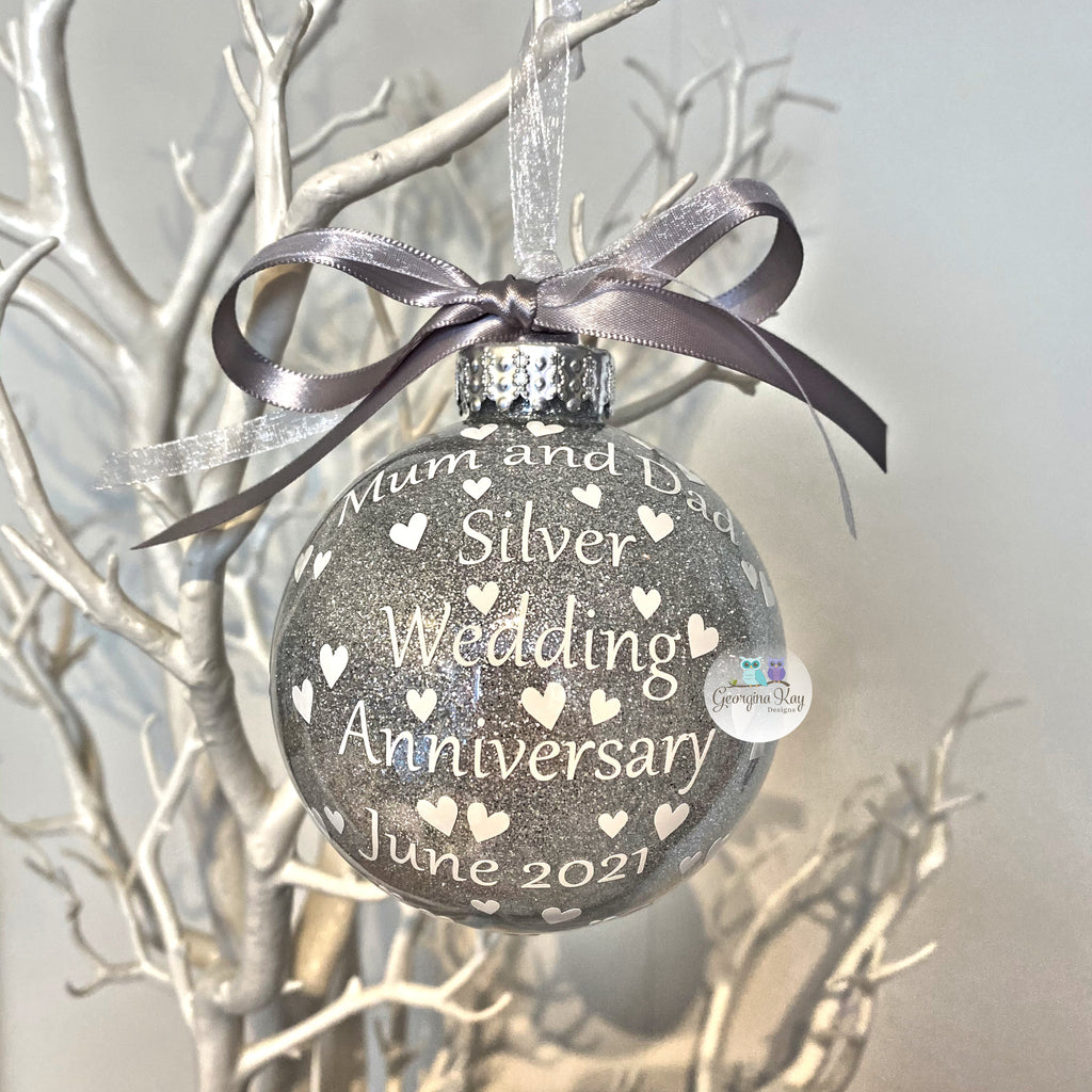 Silver Wedding Anniversary Bauble