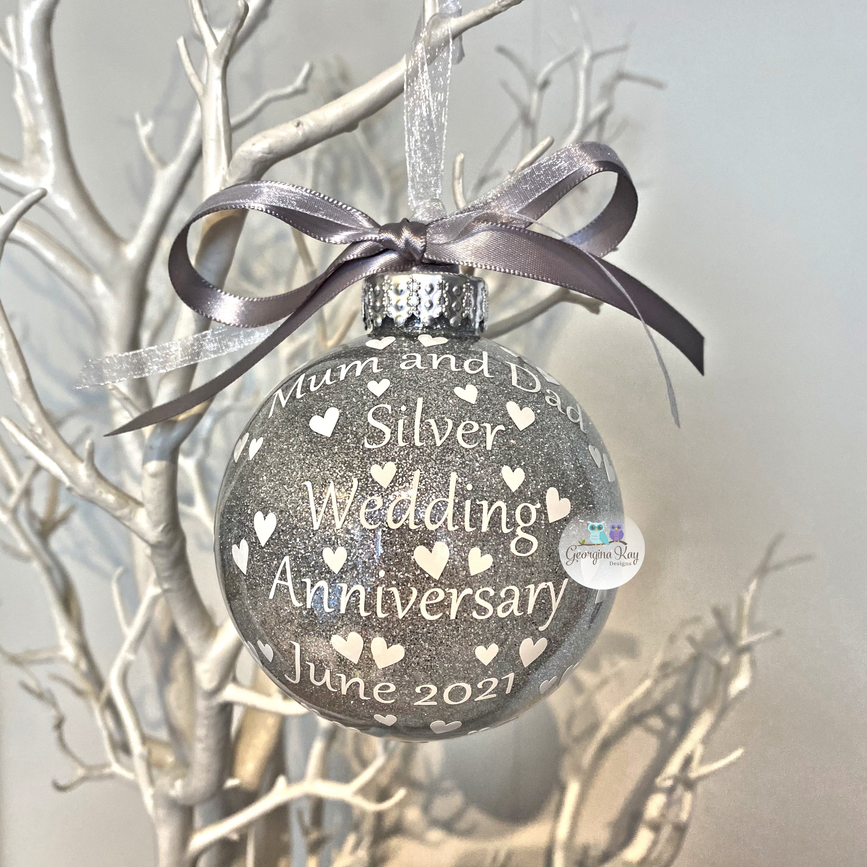 Silver Wedding Anniversary Bauble