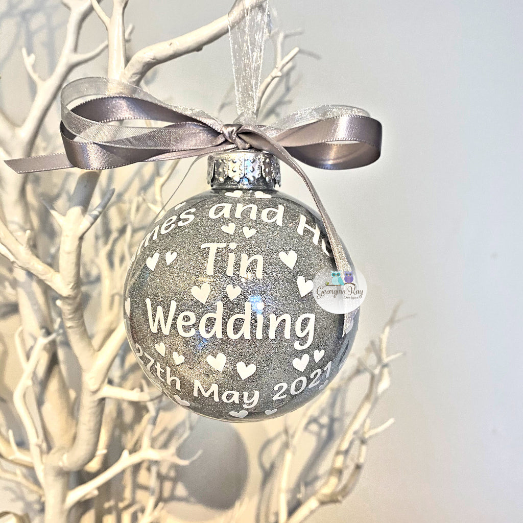 Tin Wedding Bauble
