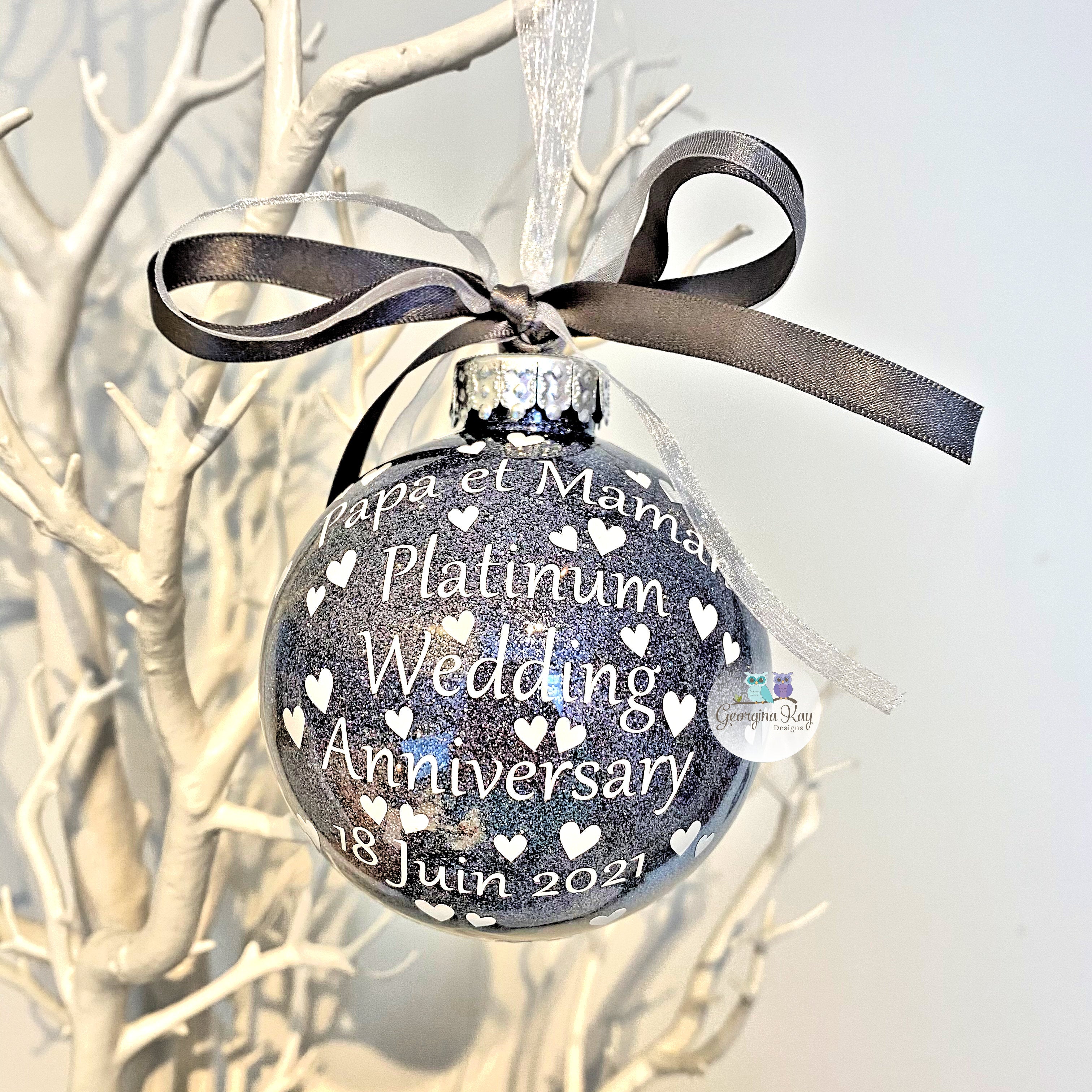 Platinum Wedding Anniversary Bauble