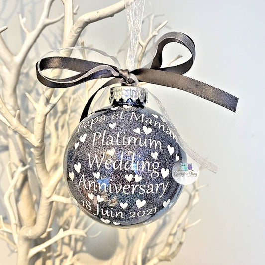 Platinum Wedding Anniversary Bauble
