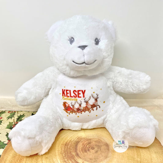Personalised White Christmas Teddy Bear