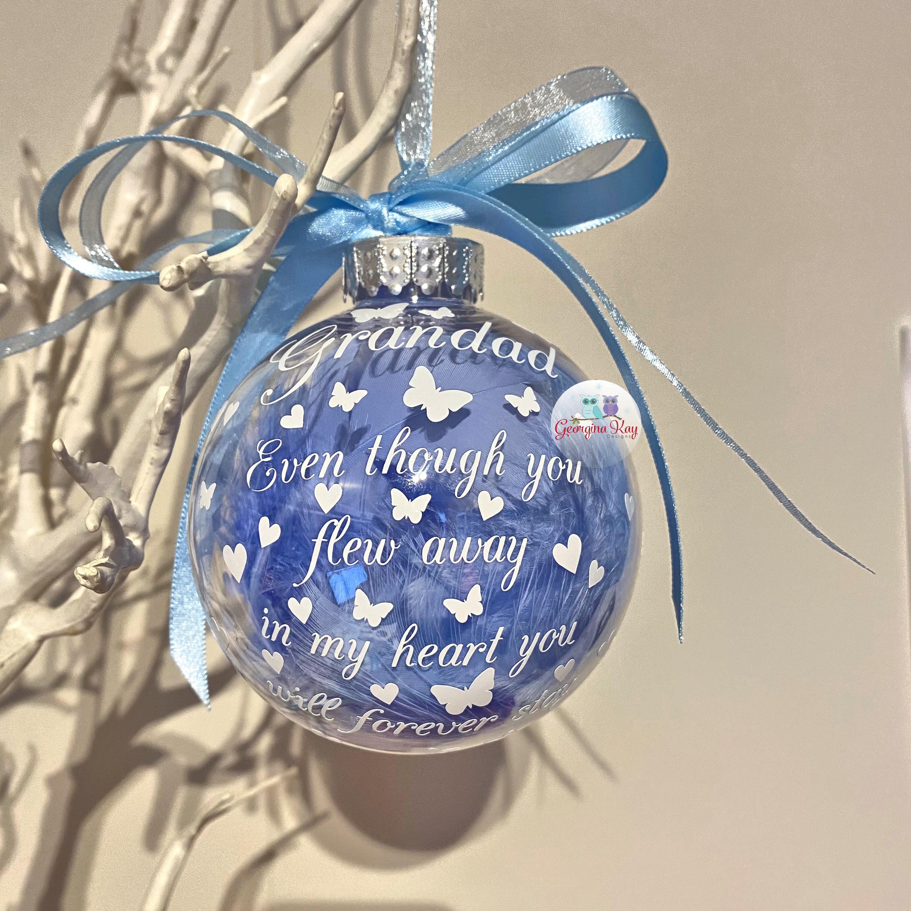 Even though you flew away Memorial Bauble (Feather)