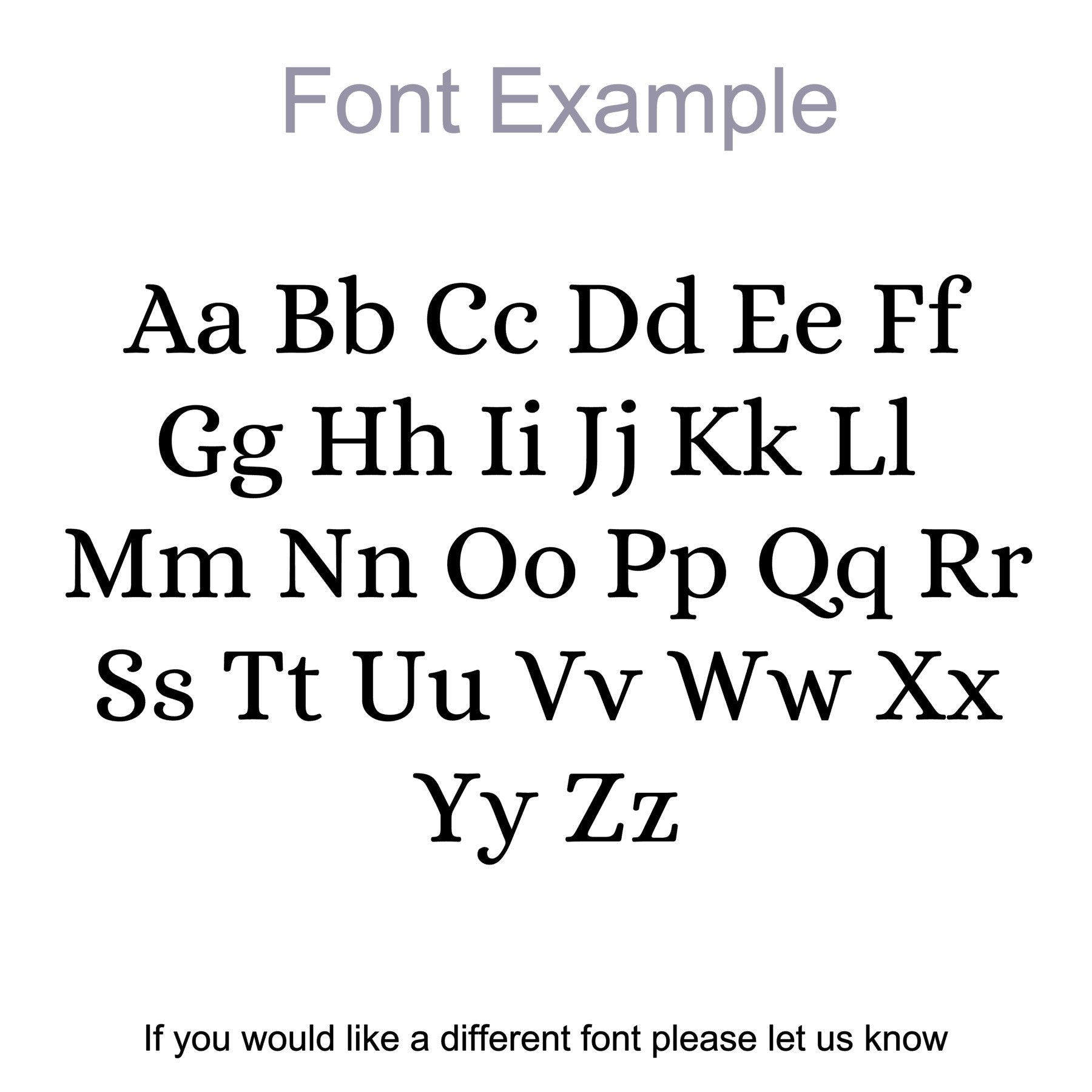 Font example with black letters on a white background