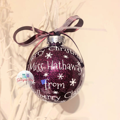 Teacher Christmas Message Bauble