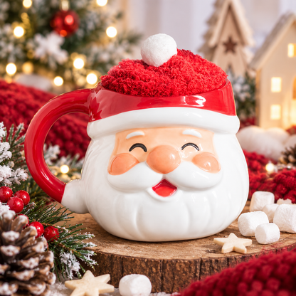 Santa Mug &amp; Fluffy Socks Christmas Gift Set